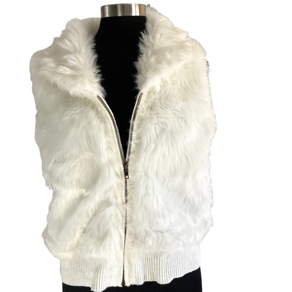 Arizona Jeans Co. Cream Faux Fur/Rib Knit Vest Size XL NWT - Picture 1 of 9